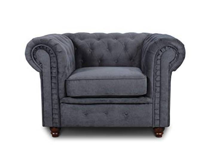 Sofnet - Sessel Chesterfield Asti (Graphit, Capri 16) Couchsessel, Loungesessel, Glamour Design, Holzfüße, bequeme Polsterung, stilvoll für Wohnzimmer