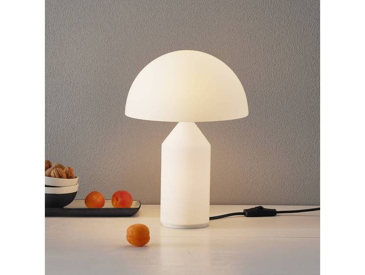 Oluce Designer Tischlampe ATOLLO, weiß / opal, für Wohn- / Esszimmer, Metall, Design, Tischlampe