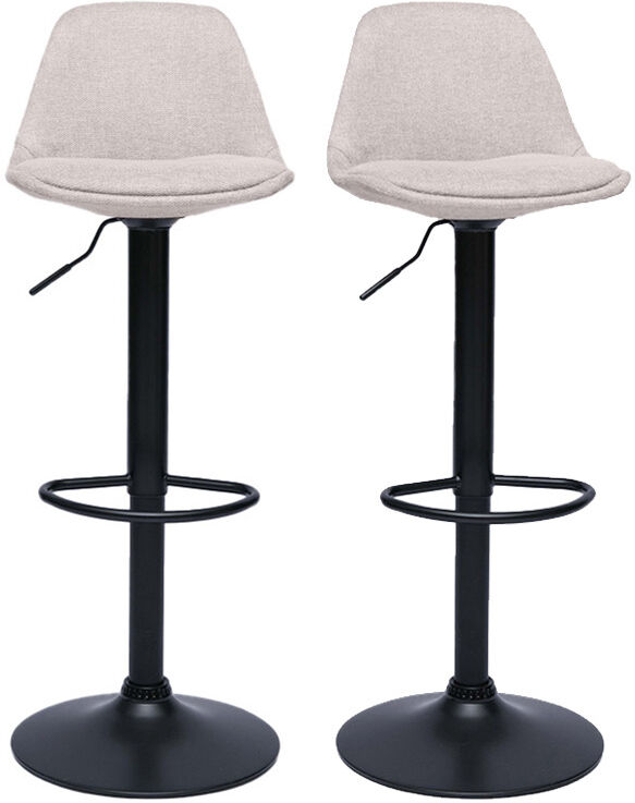 Miliboo Designer-Barhocker aus beigem samtigem Stoff im 2er-Set STEEVY