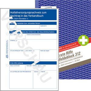 Zweckform Meldeblock Erste Hilfe 312, DSGVO konform, Hochformat, gemäß DGUV, DIN A5, 50 Blatt