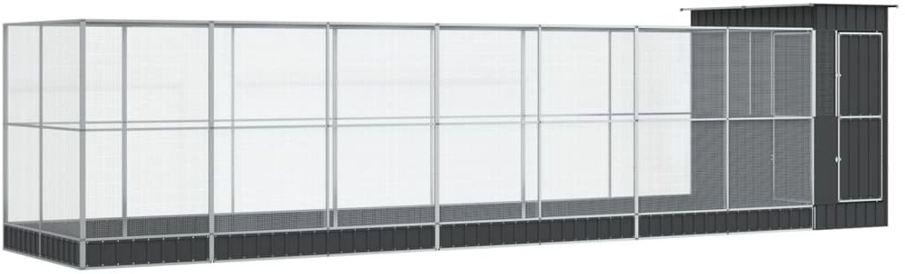 vidaXL Volière avec extension argenté 830x203x216 cm acier