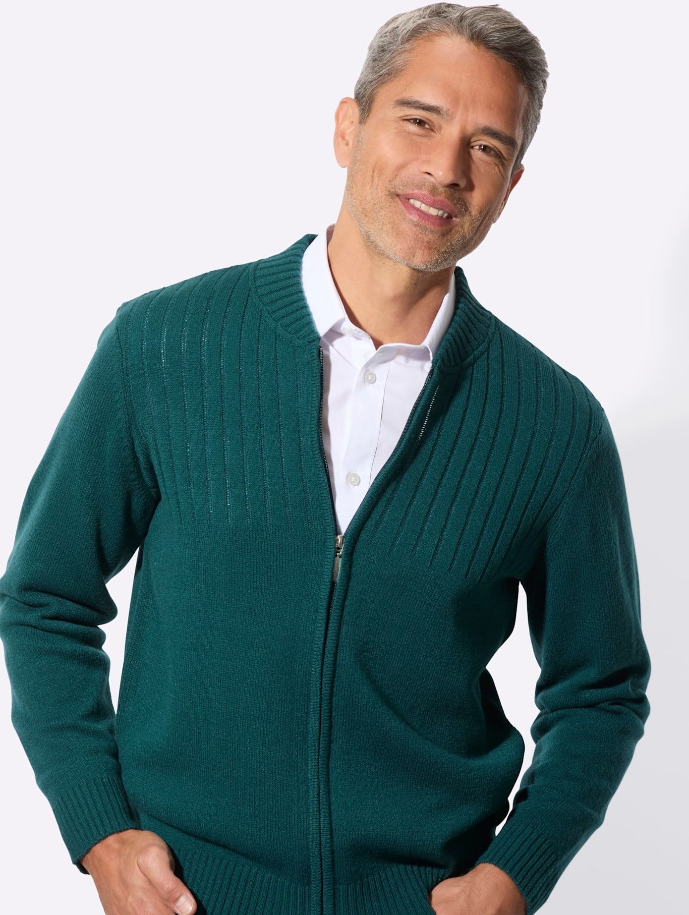 Strickjacke CLASSIC, Herren, Gr. 48, petrol, 100% Polyacryl, unifarben, Strickjacken Strickjacke