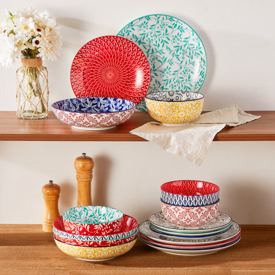 Vancasso Porcelain China Dinnerware Set Piece - Service for 4 Colorful