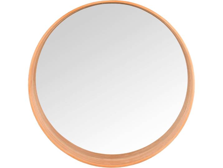Rahmenspiegel-rund MIRRORS AND MORE LINEA , braun (transparent), Holzoptik, Spiegelglas, Spiegel, Rahmenspiegel-rund