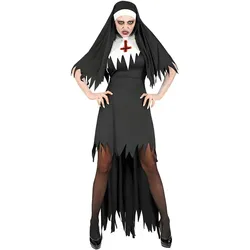 Widmann Zombie Nonne Kleid mit Rock, Haube (XS)