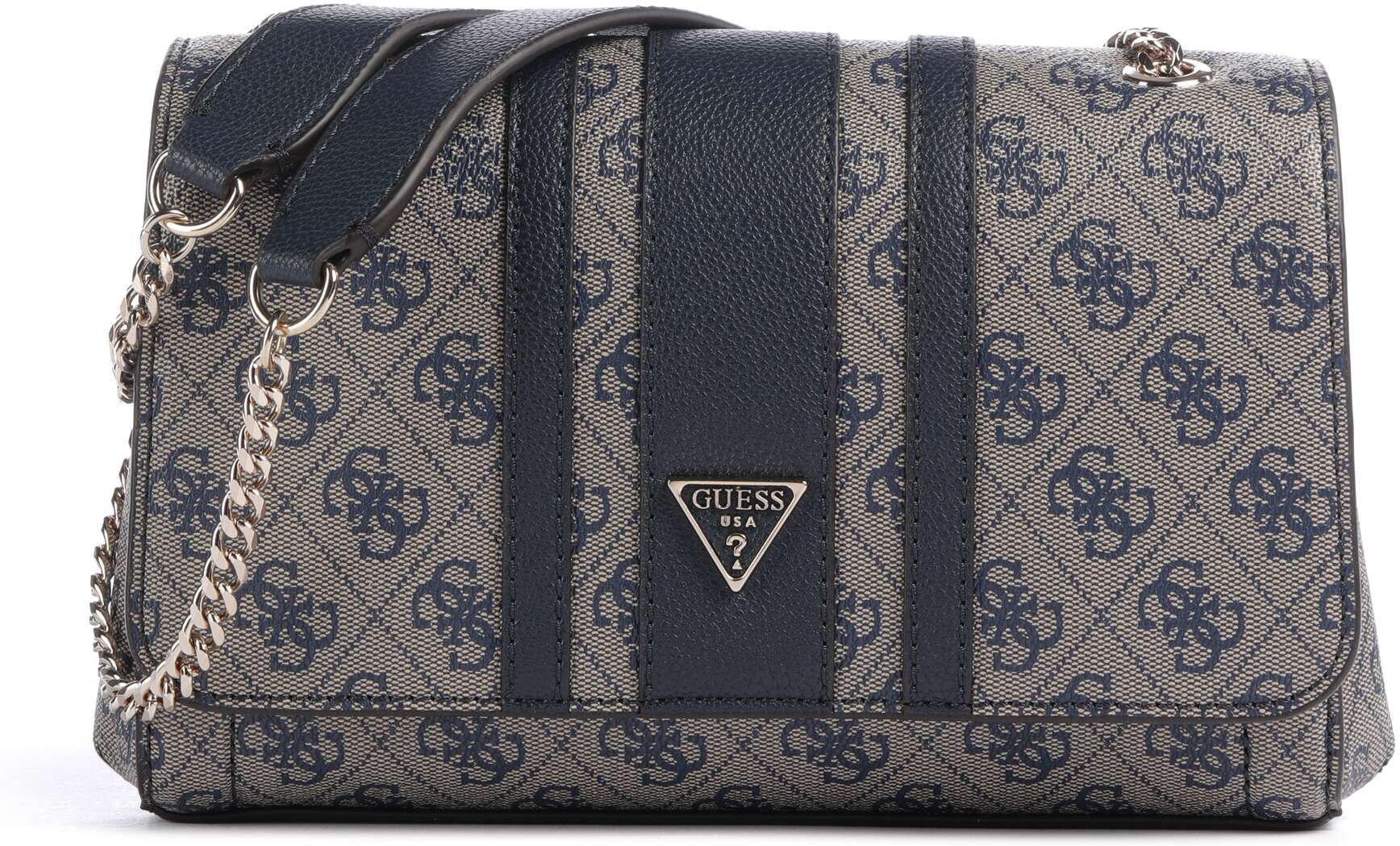 Guess Noelle II Schultertasche aus Leder, blau,braun