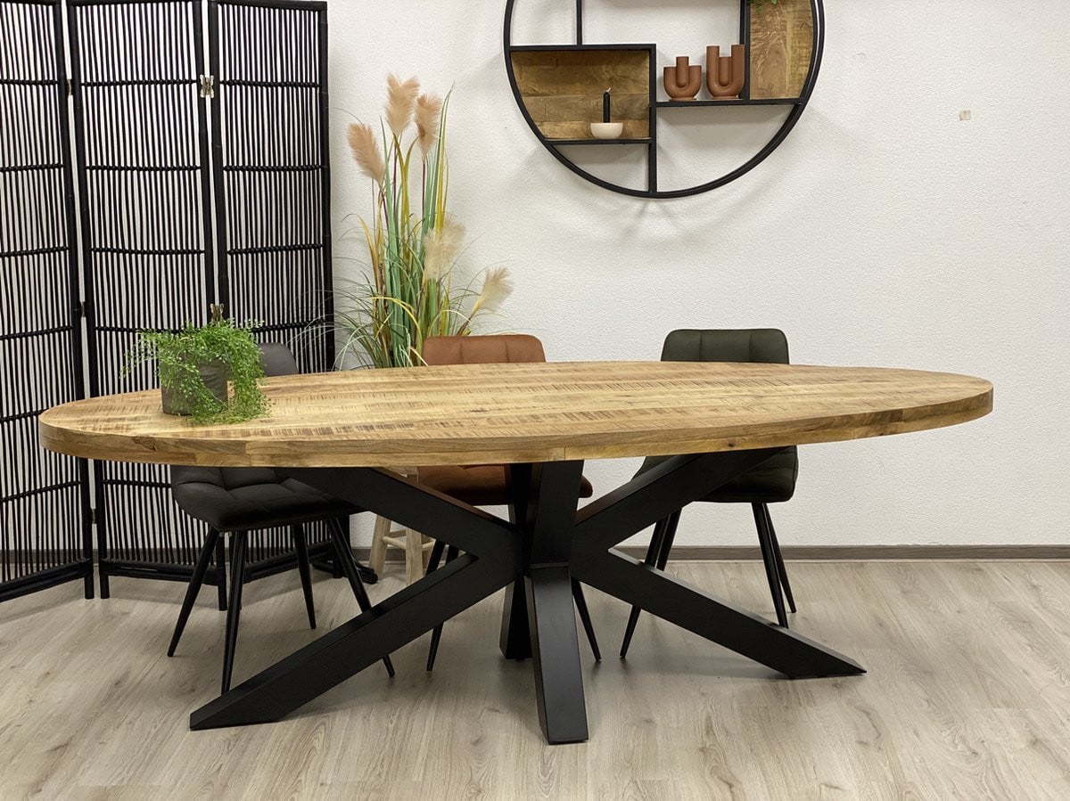 The Copperbarn Mangohouten ovale eettafel 220 x 100 cm