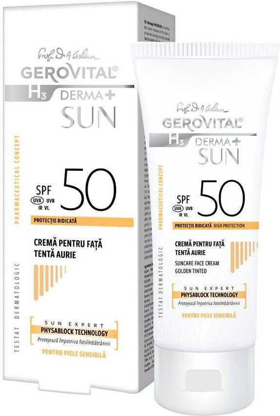 Gerovital Tinted Facial Cream SPF 50 50 ml Golden