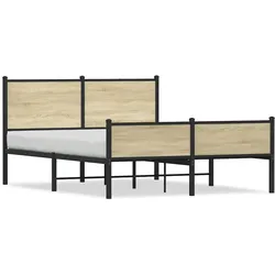 vidaXL Metallbett ohne Matratze Sonoma-Eiche 150x200 cm