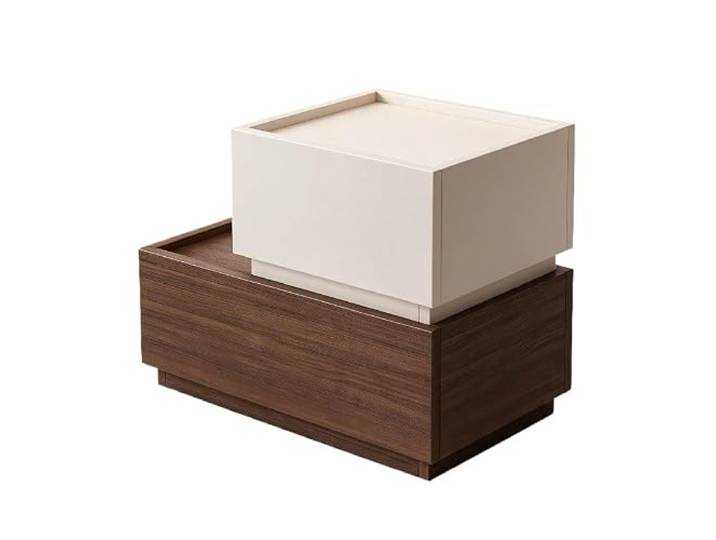 LIRHIQYGF Modularer Nachttisch, stapelbar, Nachttisch, Beistelltisch mit Schublade, kleiner Platz (Kombipack), einzelne Schublade, Walnussholz, 60 cm + einzelne Schublade, Warmweiß, 40 cm