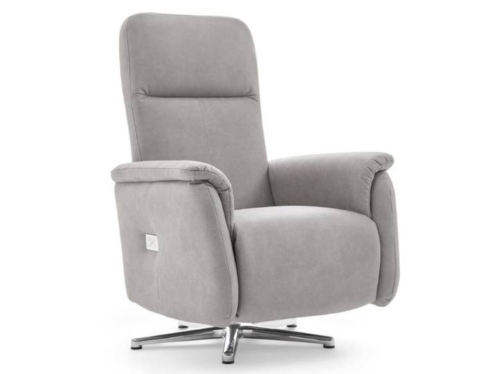 Calizza Interiors Olivin Relaxsessel manuell oder motorisch verstellbar - Microfaser Bulus 32 silber - mit motorischer Verstellung automatische Fußteilverstellung, automatische Rückenteilverstellung, manuelle Fußteilverstellung, manuelle Sitzteilverstellung Modern, Zeitlos