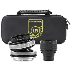 Lensbaby Optic Swap Intro Collection for Fuji X (Fujifilm X, APS-C / DX), Objektiv, Schwarz, Silber