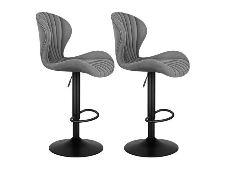 ALFORDSON 2x Tabourets de Bar Gas Lift Tissu Chaises Cuisine Swivel Stella Gris