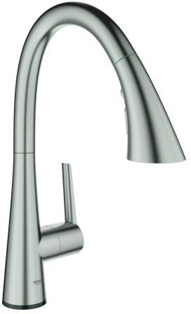 Grohe Zedra Spültischmischer 30219DC2 supersteel, herausziehbare Brause, elektronisch, Batterie-Stromversorgung