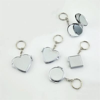 Inspire Daily Merch Compact Pocket Mirror With Key Ring, Portable Folding Makeup Mirror, Key Chain Cosmetic Mirror heart