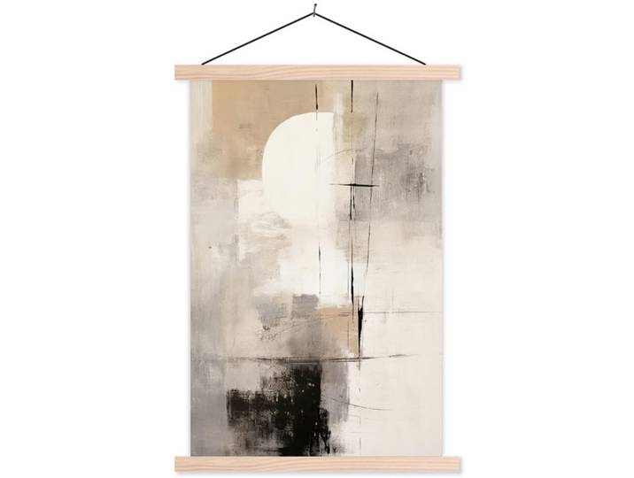 MuchoWow Poster MIT Magnetleisten - Abstrakt - Kunst - Grau - 60x90 cm, Hellgrau, Textil, Rechteckig, 60x90x0.15 cm, Bilder & Rahmen, Bilder, Wandbilder
