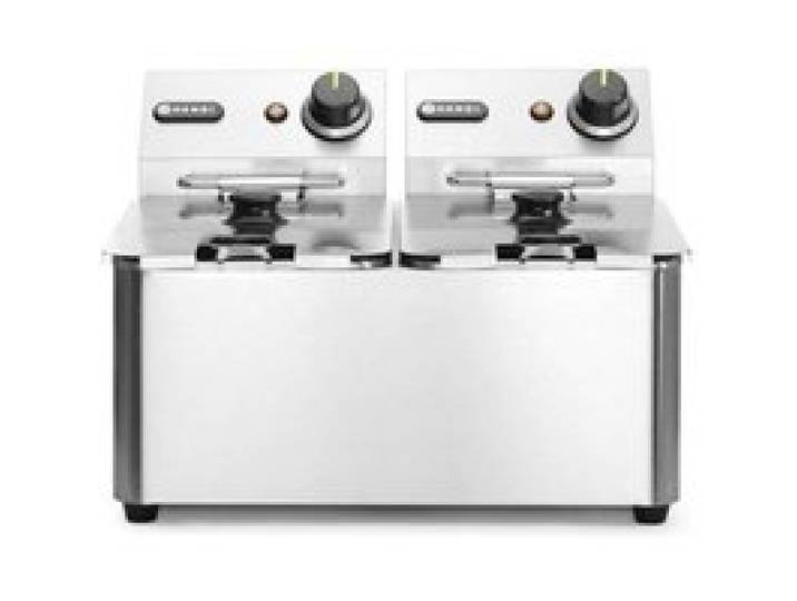 Friteuse - HENDI - 6000W - Acier Inoxydable - 2x4L - Thermostat de sécurité