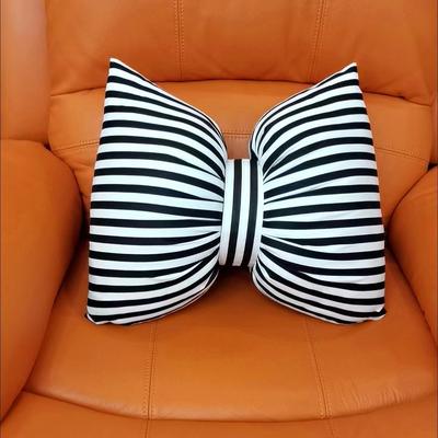 Lush Living Finds Office Lumbar Pillow, Stripe Bow Cushion Sofa Back Pillow, Photography Cushion black