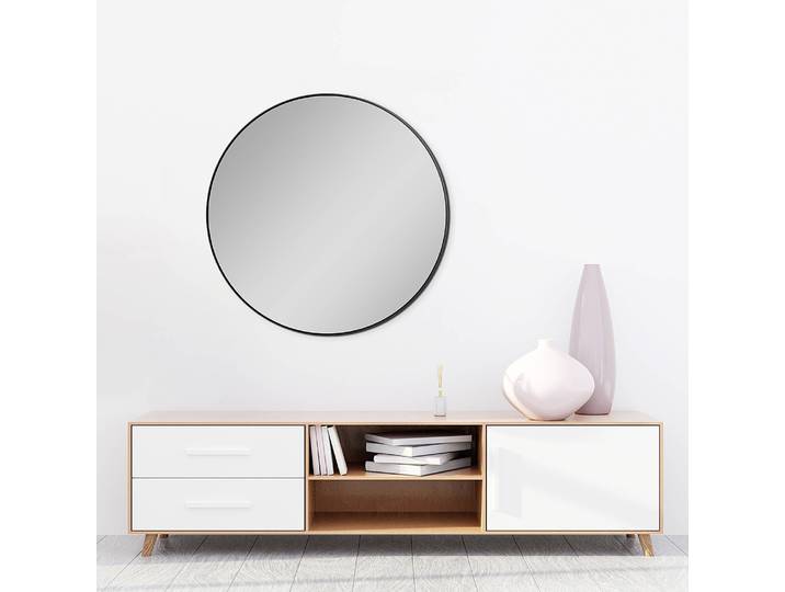 Miroir mural Picasso rond Ø 80cm Noir/Noir verre miroir / aluminium, brossé 80 x 3cm