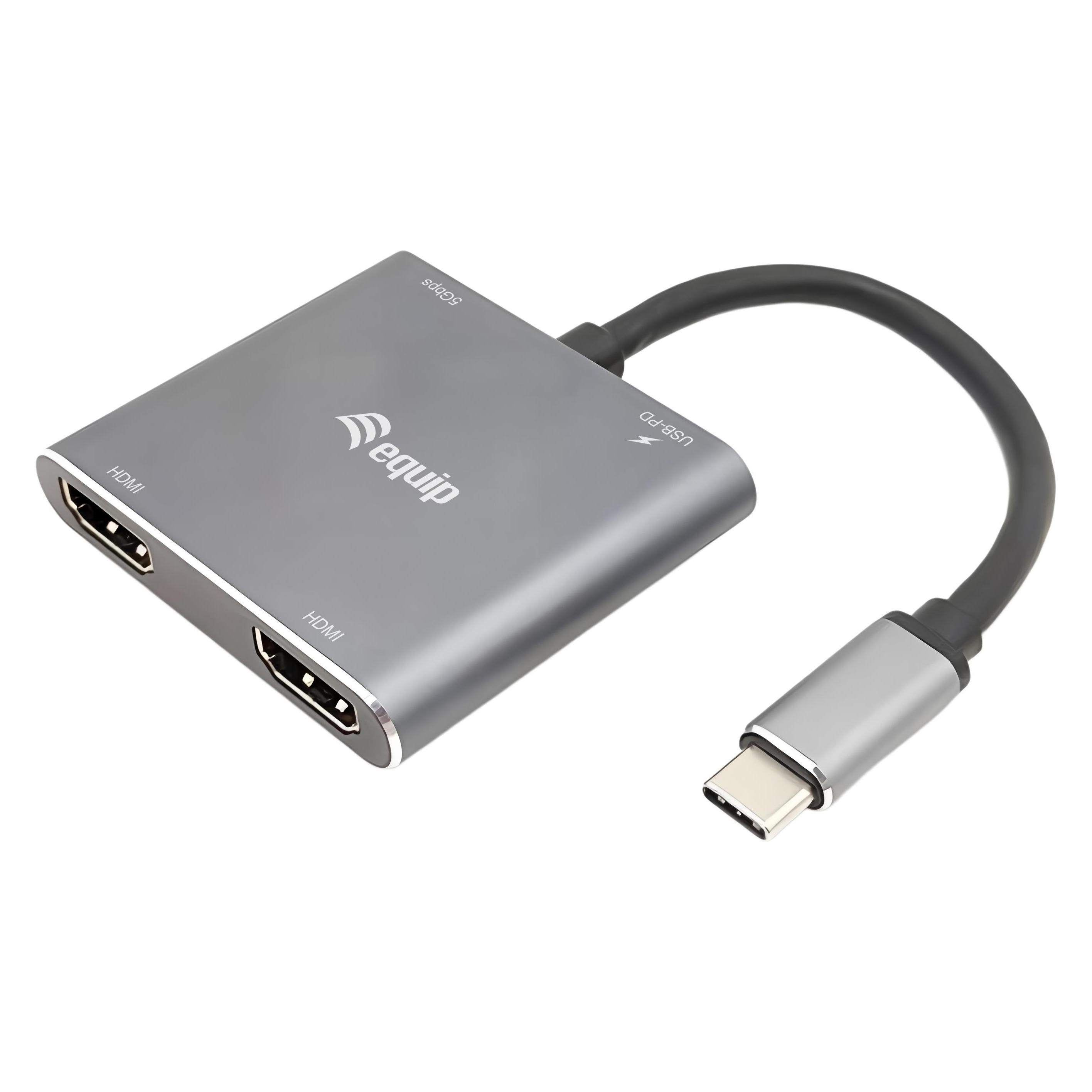 equip USB-C 4 in 1 Dual HDMI Adapter (USB-C, 3 Ports) (133484)