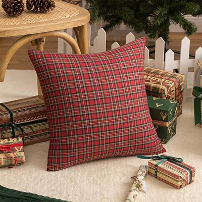 DynamicDeals Cozy Christmas Tartan Plaid Pillow Cover For Sofa And Bed Decor 1pcs Small Plaid