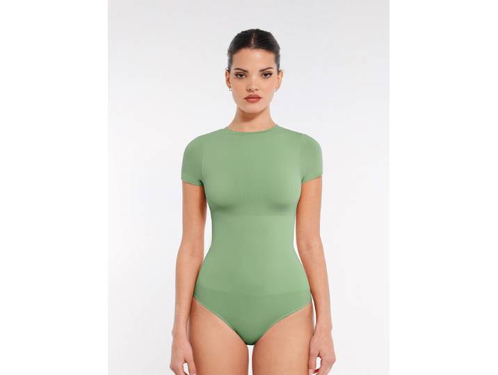 Feelingirl Body sans couture ultra doux, col rond, XS/S, Vert