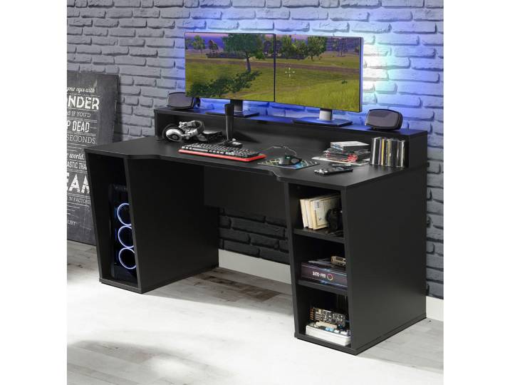 Mid.you Gaming-Tisch, Schwarz, Metall, Kunststoff, Holzwerkstoff, rechteckig, 72x91x160 cm, Büromöbel, Schreibtische, Gaming-Tisch