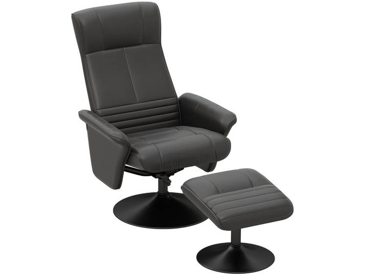 Redom Relaxsessel Polyester mit Hocker, Liegefunktion 69/71/104 cm Schwarz, 71x104x69 cm, Wohnzimmer, Sessel, Relaxsessel