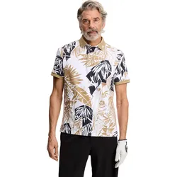 J. LINDEBERG Polo Tour Tech Print, weiß/beige/braun