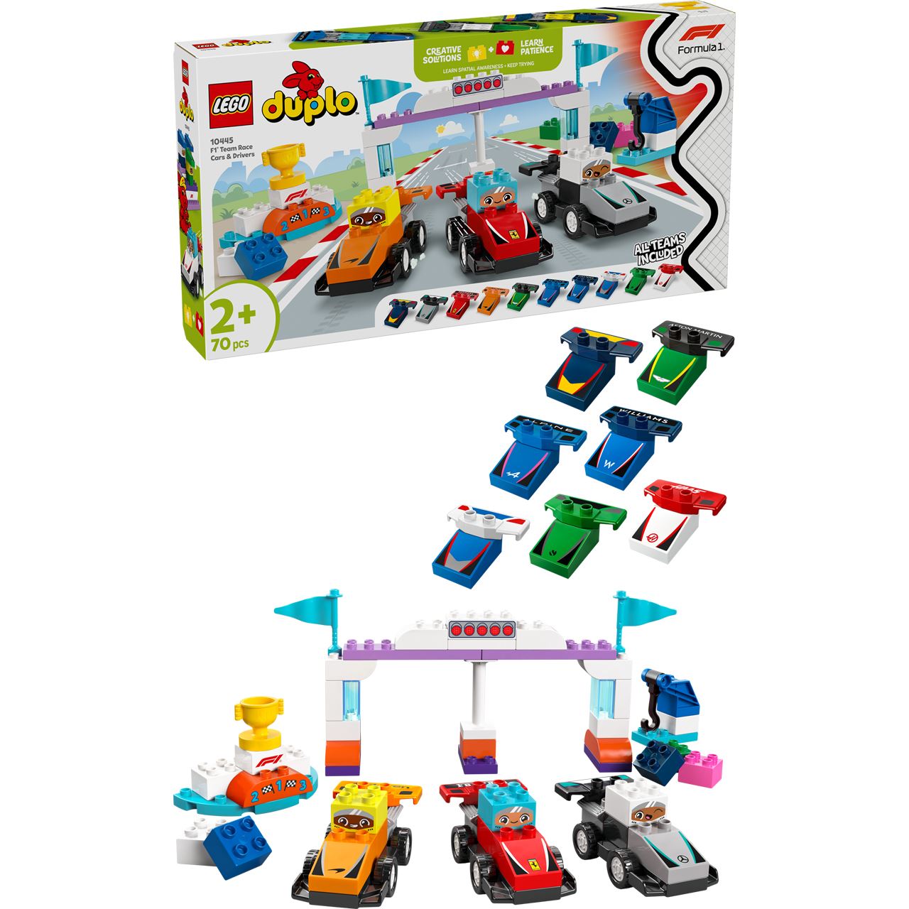 LEGO DUPLO 10445 Town F1 Team Rennautos mit Rennfahrern, Bauspielzeug