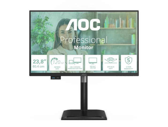 AOC 24P4CV, 60,5 cm (23.8'), 1920 x 1080 pixels, Full HD, LED, 4 ms, Noir