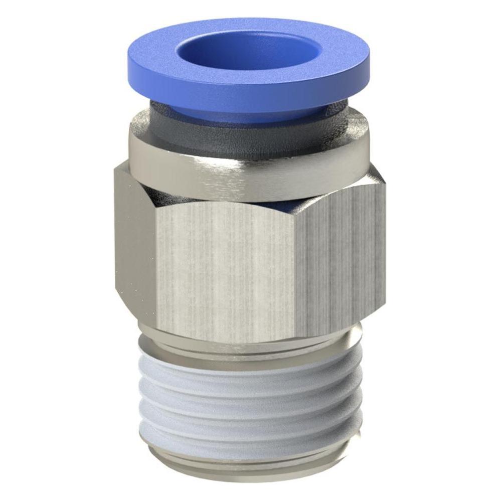 Riegler Gerade Steckverschraubung Blaue Serie Außengewinde R 1/8 " SW 10 mm m. Gewindebeschichtung u.6-ka... (109134)
