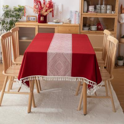 Enova Home High Quality Washable Cotton Linen tablecloths, Wrinkle Resistant Washable Dining Room Table Cloths for Rectangle Tables