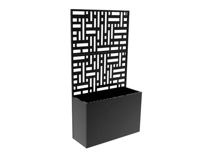 casa.pro Blumenkasten mit Trennwand Bernalda, Schwarz, Metall, Rechteckig, 83x146x31 cm, Dekoration, Blumen & Blumentöpfe, Übertöpfe