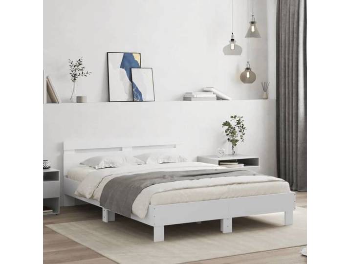 Blanc Lit 2 Places：140x190 cm - Design classique - Structure de lit - blanc 140x190 cm 42473652516409