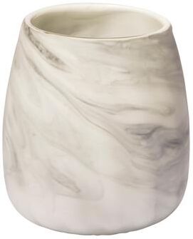 Mercana Volta I Short Gray/Cream Glass Abstract Pattern Vase