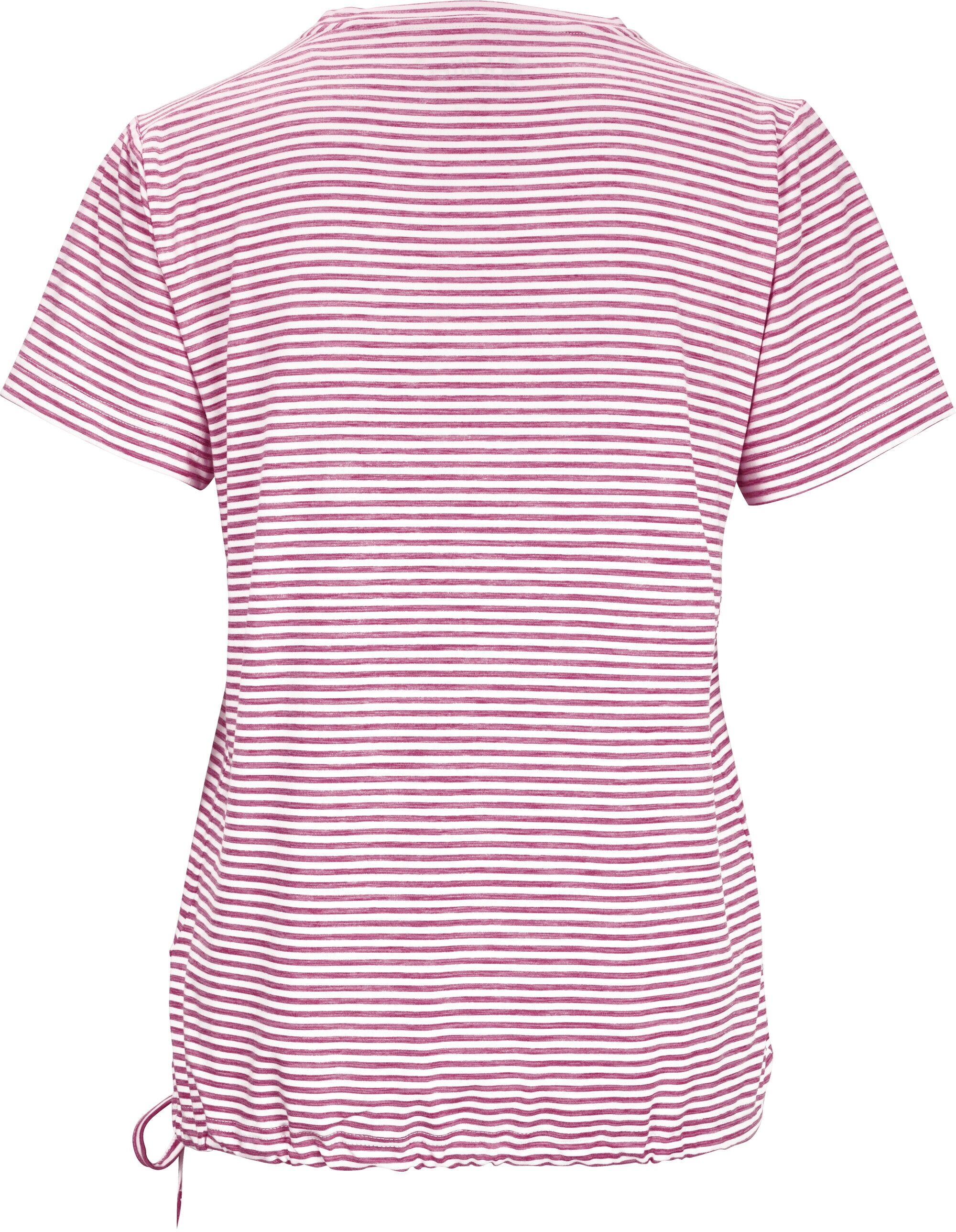 T-Shirt KILLTEC "WMN TSHRT F", Damen, Gr. 34, pink (himbeere), Obermaterial: 94% Polyester, 6% Elasthan, Rundhals, Shirts T-Shirt, Gestreiftes, schnelltrocknendes Funktionsshirt mit verstellbarem Saum himbeere 34