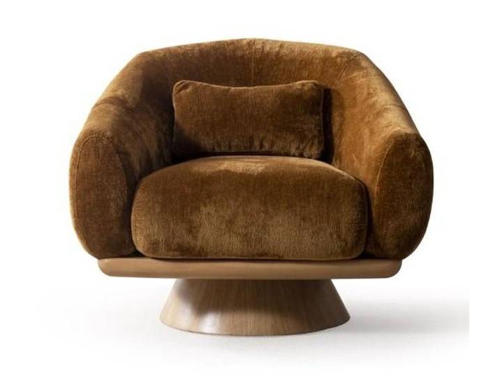 Xlmoebel Loungesessel Moderner brauner Loungesessel aus weichem Textil für Ihr Zuhause (1-St), Made in Europa