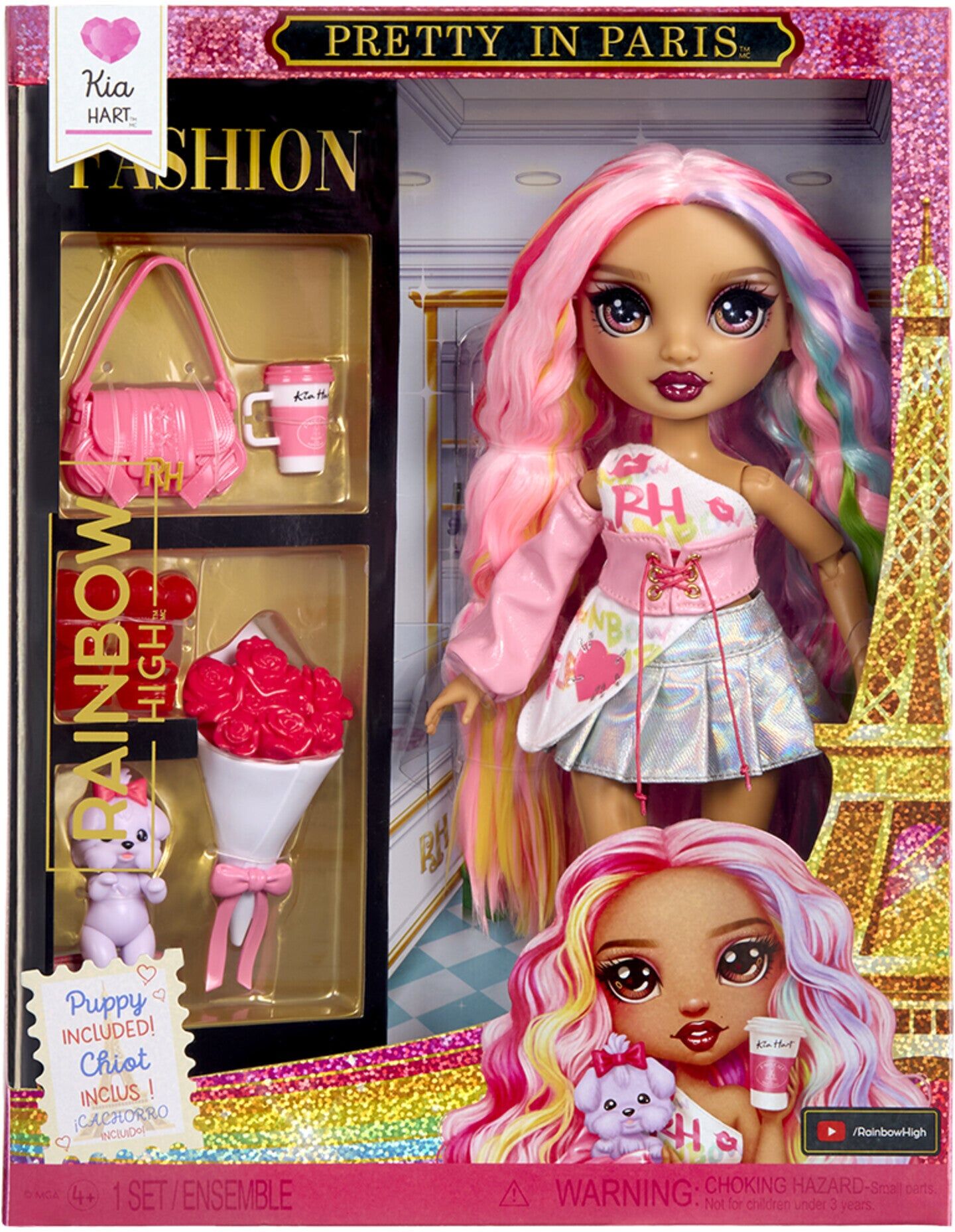 MGA Entertainment Rainbow High Pretty in Paris Kia Hart Fashion Doll, Articulated Fashion Doll