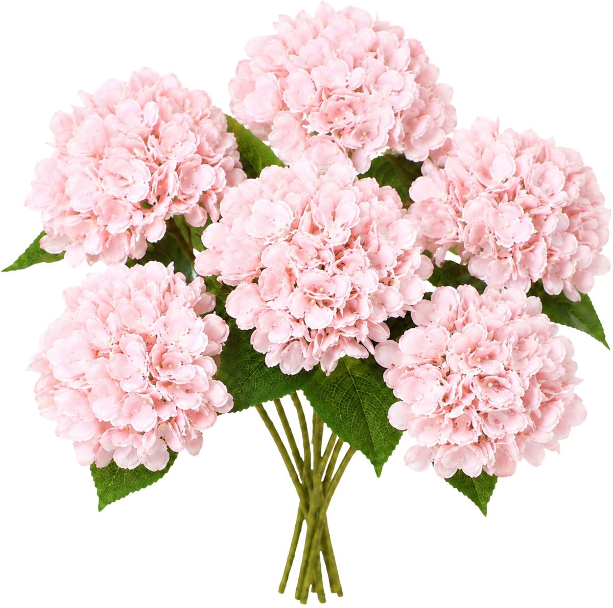 ROSIFY Kunsthortensia Kunstbloemen Boeket - Set van 6 stuks - Roze - 46 cm