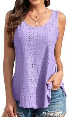 Uplift Essentials Womens Summer Sleeveless Casual Tank Top s purple