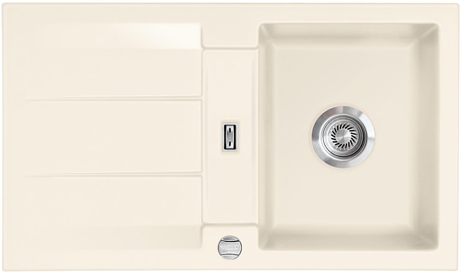 Flächenbündige Spüle GENEA 87 F in MAGNOLIE mit Excenterbedienung / Systemceram