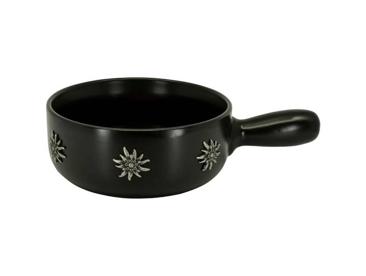 Fonduecaquelon Edelweiss schwarz Keramik/Edelstahl D 22 cm