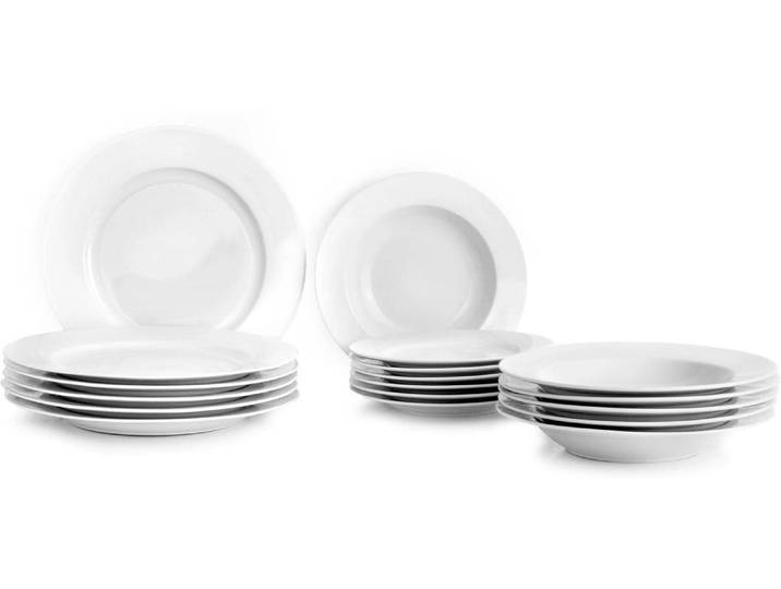 Kombiservice Ibili Castilla 20.3+23.2+27 cm 18 Stück , weiss (weiß), 18 Stk., Porzellan, Geschirr-Sets, Kombiservice