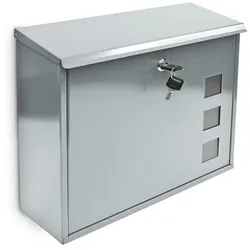 Relaxdays Briefkasten Metall 3 Fenster Farbauswahl Silber