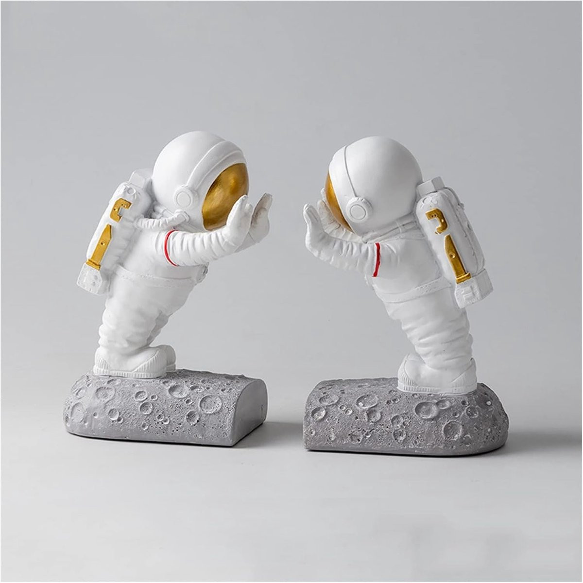 Decoratieve Boekensteunen Boek Einden Astronaut Vorm Wit - Set van 2