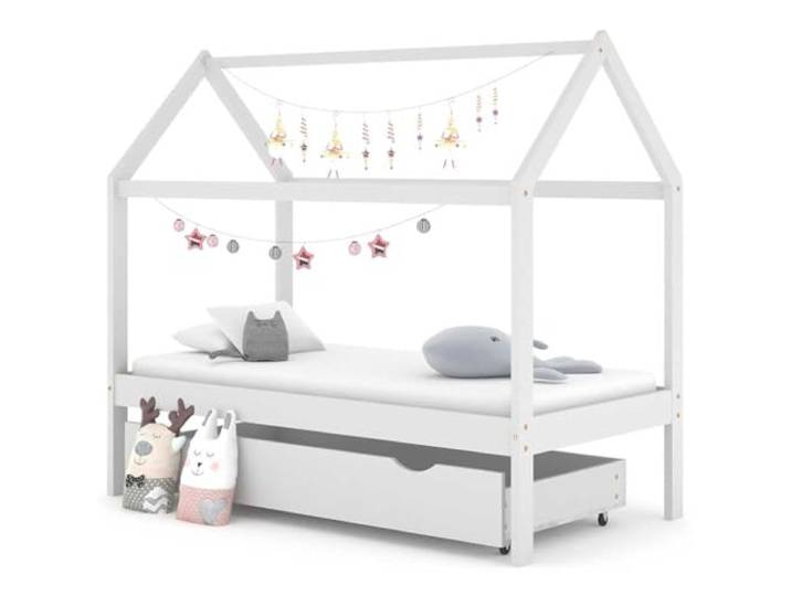LPERTGFHU Kinderbett Massivholz Kiefer 80x160 cm Baumhaus Weiß mit Inklusive Stauraum, Rollbare Schublade, Stabile Lattenrost-Konstruktion