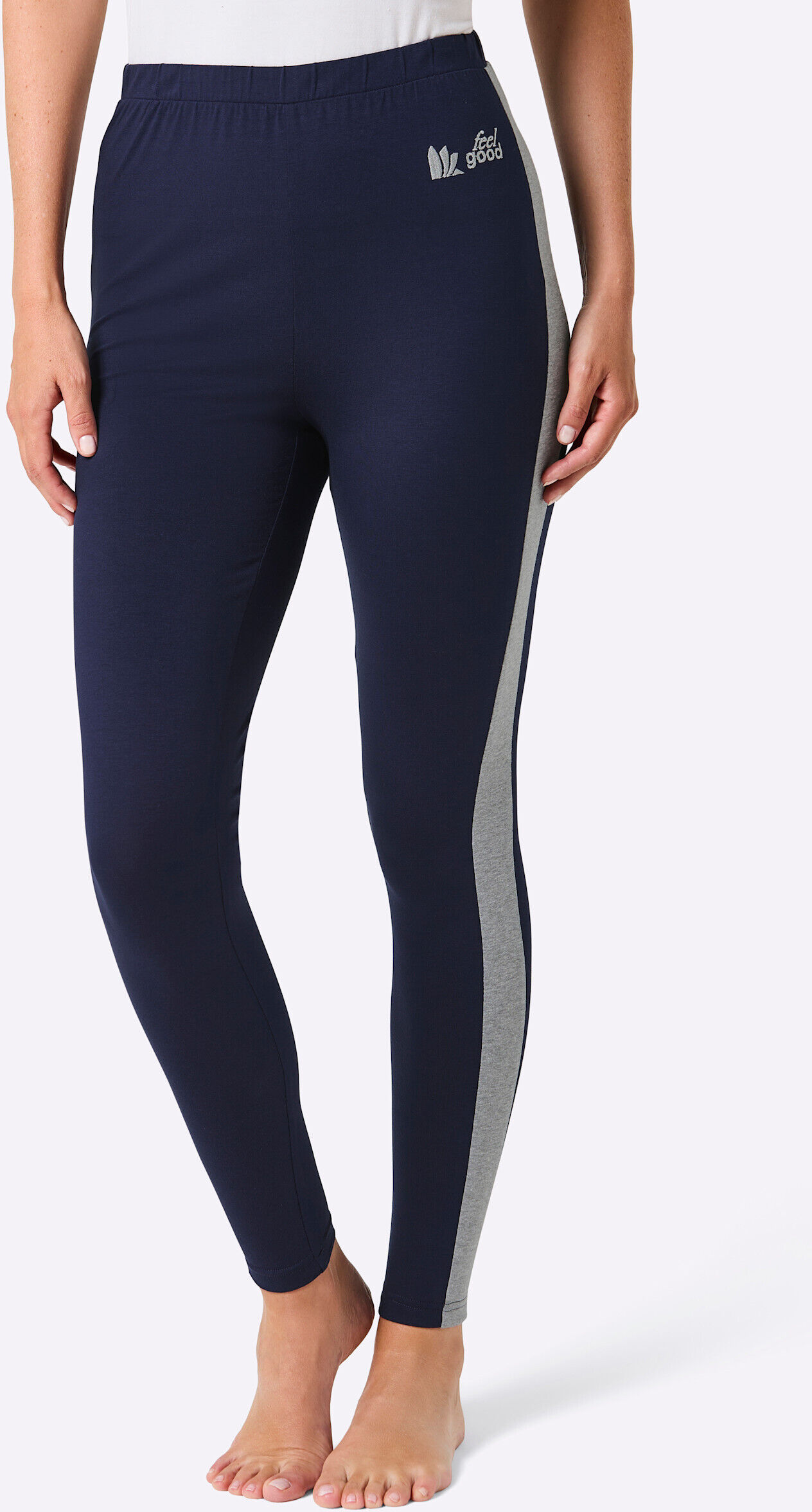 Leggings WITT "Leggings Leggings", Damen, Gr. 44/46, N-Gr, blau (marine, steingrau), Single-Jersey, , Sportlich, Hosen Leggings
