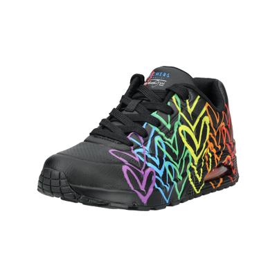 Sneaker SKECHERS "Skechers Sneaker Lederimitat", Damen, Gr. 38, Textil, bunt (schwarz multi), Lederimitat, Schuhe Sneaker