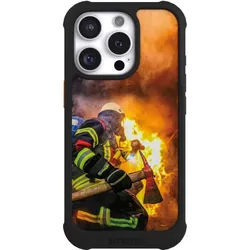 Nivocase Hülle für Apple iPhone 16 Pro Stossfeste Handyhülle NIVOmax Case Schwarz Feuer Feuerwehr (Apple iPhone 16 Pro), Smartphone Hülle, Schwarz